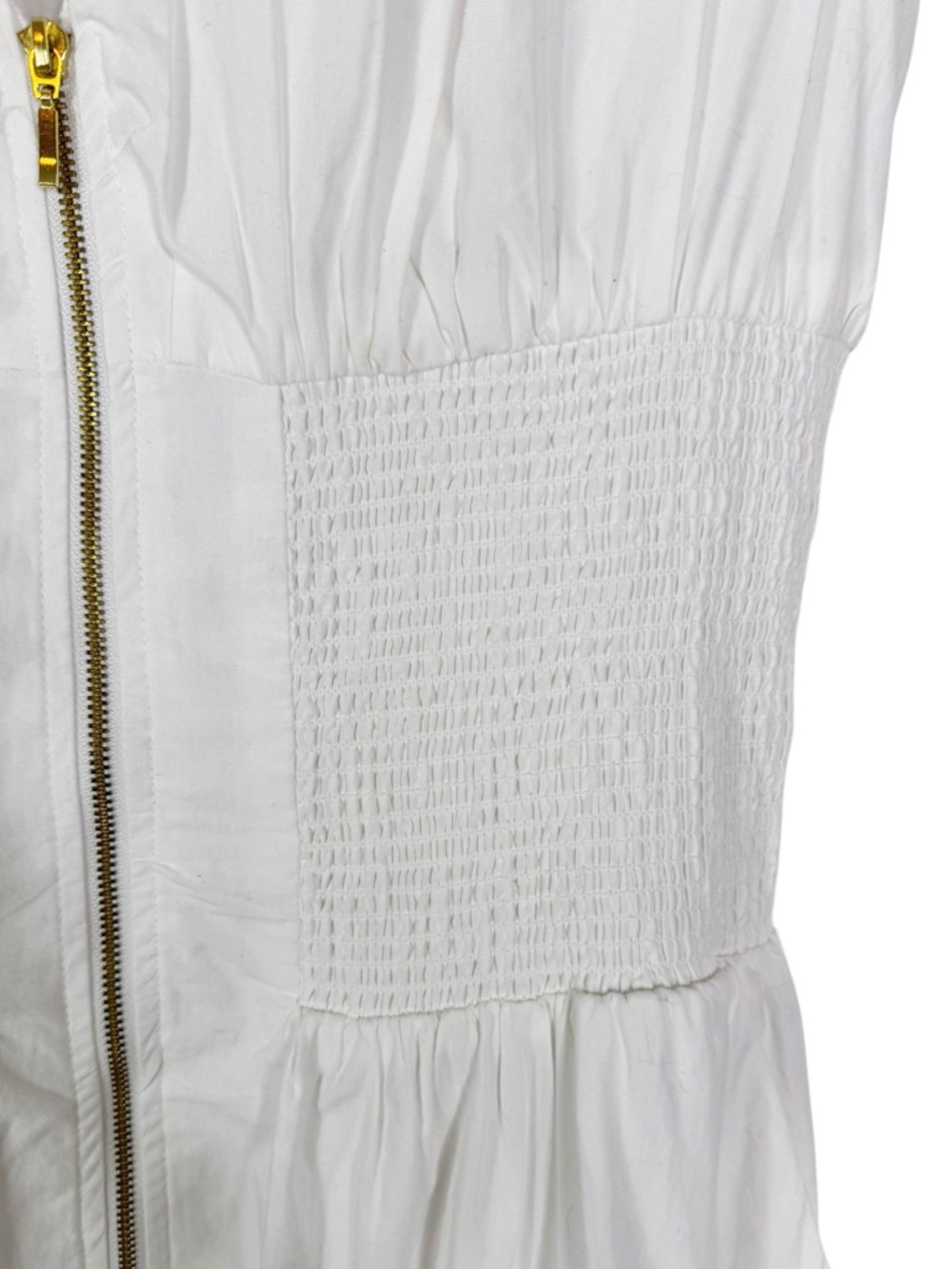 Anthropologie Cotton The Tommie Smocked Waist Front Zip Shirt Dress White Size M - Picture 8 of 13